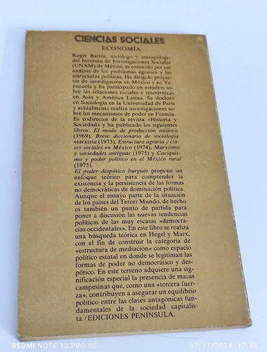 El Poder Despótico Burgués - Roger Bartra (Usado)