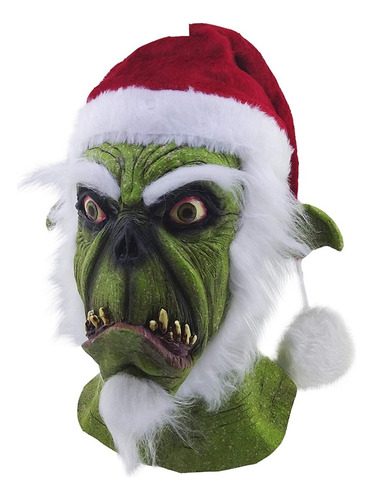Máscara De Grinch Navideño Santa Latex Talla: Grande Color Verde