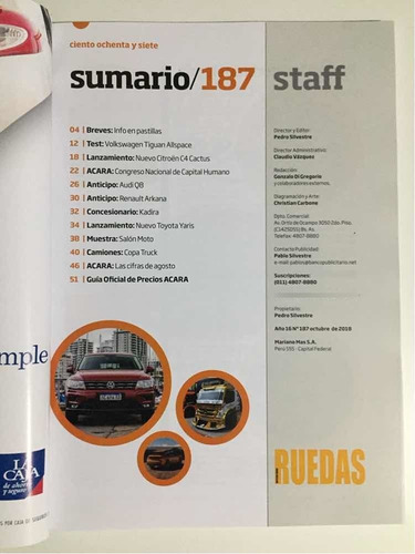 Revista Ruedas # 187 Octubre 2018