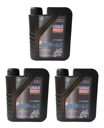 Aceite Moto 4t 10w40 Street Liqui Moly Sintético 3 Lts