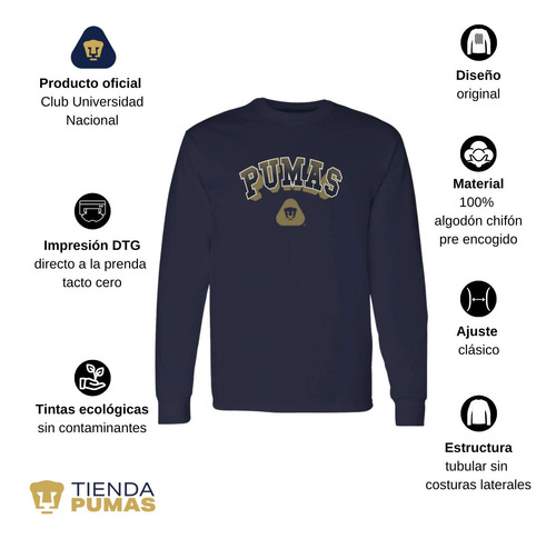 Playera Deportiva M Larga Hombre Pumas Unam Pumas 3d