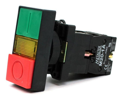 Botón Doble Iluminado 22mm Plástico Verde/rojo 24v - 1na+1nc