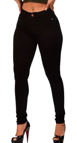 Calça De Brim Feminina Preta Com Elastano Envio Imediato