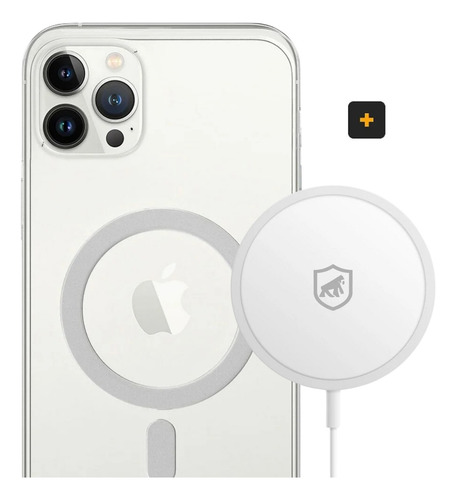 Kit Carregador Indução Magnético + Sem Fio + Capa Magsafe 