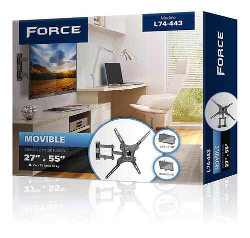 Soporte Force L74-443 de pared para TV/Monitor de 27" a 55" negro