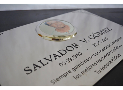 Placa Grabada Con Fotoceramica Para Cementerio 25x12.