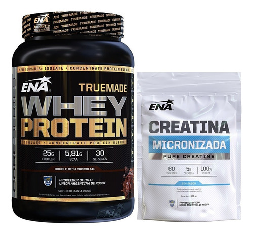 True Made Whey Protein 2lbs + Creatina Micronizada 300g Ena Sabor Chocolate