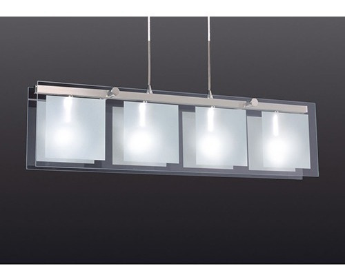 Colgante Diseño 4 Lamparas E27 Vidrio Y Acero Xc Iluminacion (Reacondicionado)