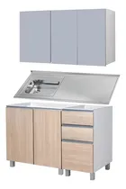 Comprar Combo Bajo Mesada 120 Cm Potenza Ricchezze + Alacena + Mesada Johnson Bacha Simple