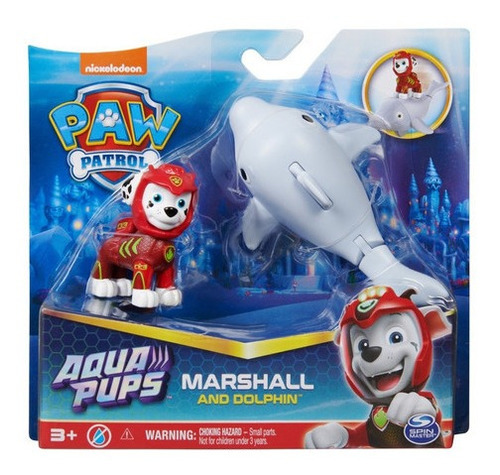 Paw Patrol, Aqua Pups Figuras De Acción De Marshall Y Dolphi