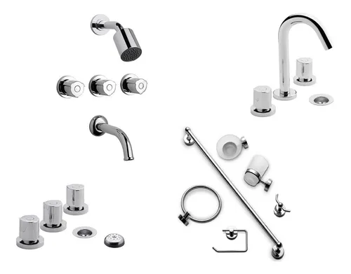 Combo Grifer a Fv Radal Lavatorio Bidet Ducha C7 Accesor P