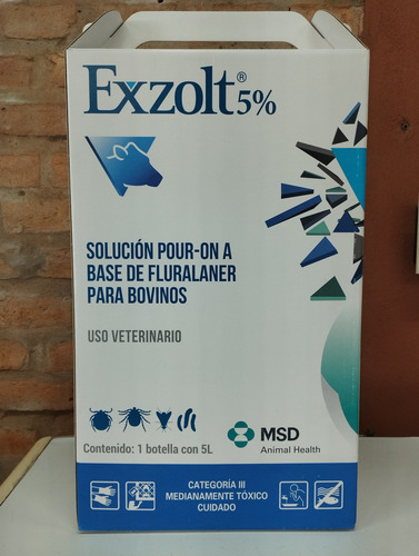 Garrapaticida Acaricida Exzolt 5% Pour-on Para Bovinos X 5l