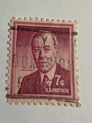 Sello Postal Usa 1934 Wilson 7 Centavos