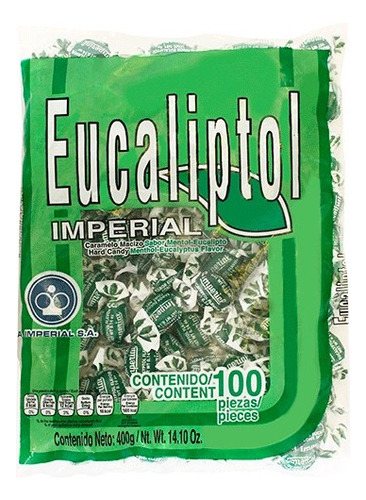 4 Bolsa Dulce Eucaliptol 100pz C/u Caramelo Mentol Eucalipto