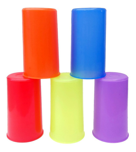 Kit De 50 Vasos Lisos Plastico Eco Colores Surtidos 250ml