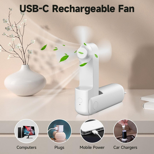 Mini Ventilador De Mano, Ventilador Plegable, Portátil, Con