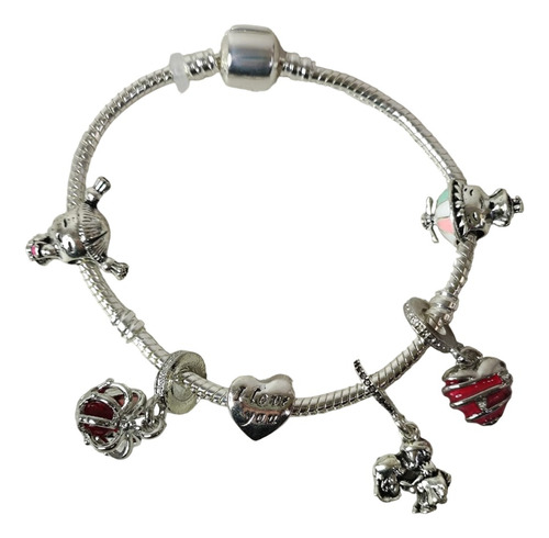 Pulsera Femenina Dijes Pareja San Valentin Joyería Elegante 