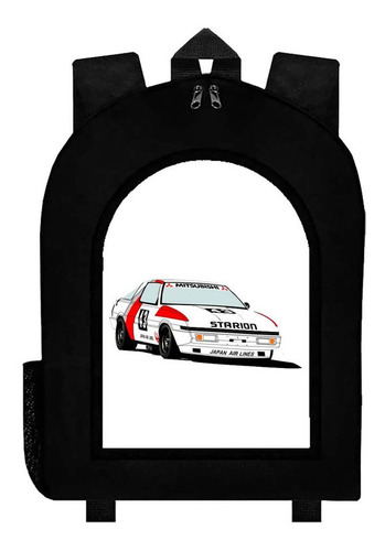 Mochila Negra Autos De Carrera Pista Art#ar33