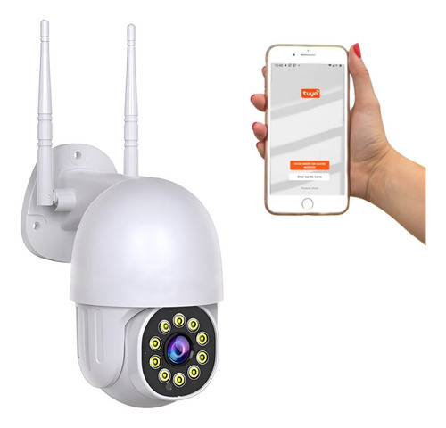 Cámara Seguridad Wifi Ptz 5mp Exterior 360 Alarma Zoom Tuya Color Blanco