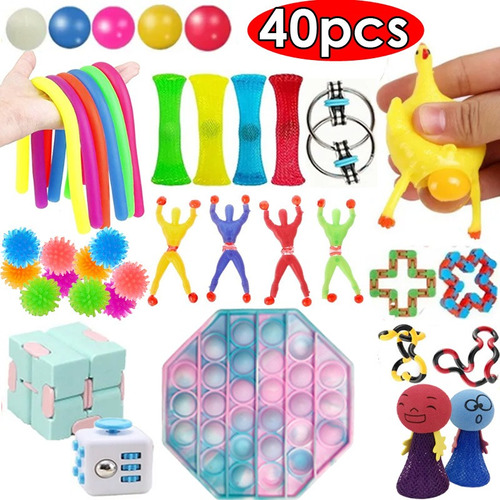 Juego Antiestrés Barato Fidget Toys, 40 Unidades, Pop It Col