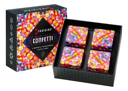 Set De Cubo Mágico Shashibo Confetti, Hasta 70 Formas, X4