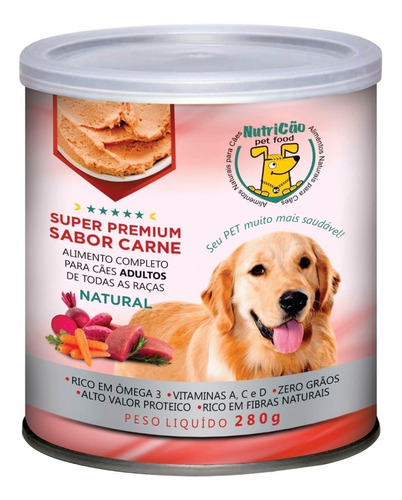 Ração Úmida Cães Adultos Patê Natural Carne 280g Nutricão