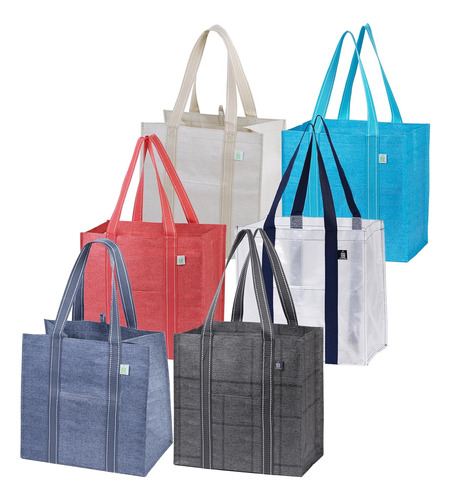 Paquete De 6 Bolsas De Comestibles Reutilizables, Bolsas De 