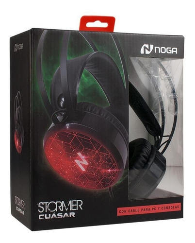 Imagen 3 de 7 de Auricular Noganet Cuasar Pc Consolas Mini Plug 3.5 Led Red