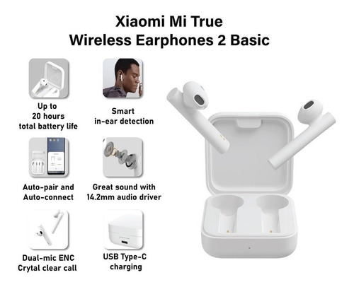 Imagen 2 de 7 de Auricular Inalambrico Xiaomi Mi True Wireless 2 Basic