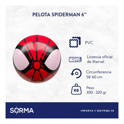 Imagen 2 de 6 de Pelota Goma Spiderman Licencia Oficial Marvel