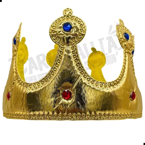 Corona Rey Mago Tela Metalica Dorada Disfraz Principe Reina