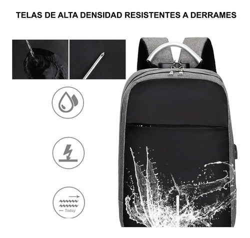 Imagen 5 de 10 de Mochila Urbana Escolar Porta Notebook Unisex Con Puerto Usb
