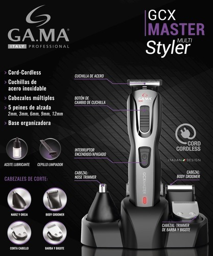 Imagen 6 de 10 de Cortabarba Cabello Gama Cortadora De Pelo Clipper Afeitadora Multiuso Trimmer Personale Multistyler Accesorios Garantia
