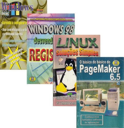 Kit 4 Em 1 Livretos Informática: Windows, Office, Linux E Pagemaker - Dicas, Truques E Macetes