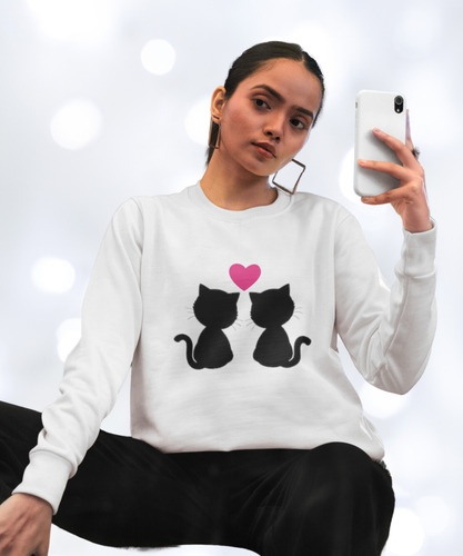 Sudadera Gatitos Y Corazón. Regalo Perfecto San Valentin