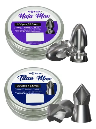 comprar Combo 400un Chumbinho Votex 5.5mm Naja Max + Titan Max