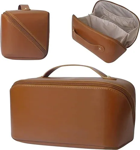 comprar Nécessaire Cosméticos Grande Maquiagem Feminina Espaçosa Cor Marrom