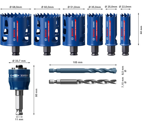 Kit Serras Copo Bosch Multi Construction 22/25/35/51/6068mm