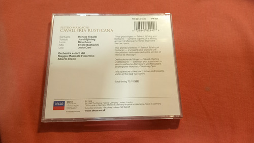 Pietro Mascagni / Cavalleria Rusticana Cd C Libreto / Ger B1 (Usado)