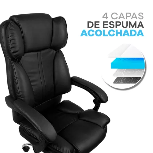 Silla Ergonómica Oficina Ejecutiva Soporte Lumbar Reclinable Color Negro