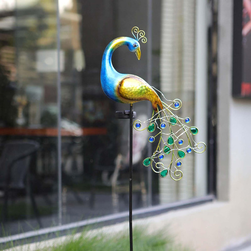 * Luces Solares De Pavo Real Adornos De Césped Con Energía