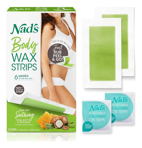 Cintas De Cera Corporal Nad's 20 Cintas + 4 Toallitas Aceite