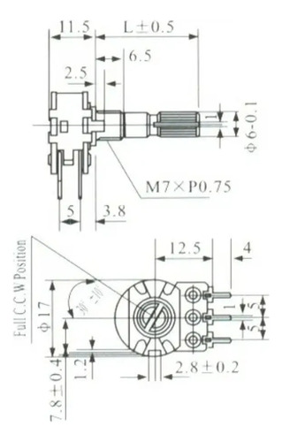 10 Peças - Potenciômetro Linear Duplo L20 50k 6t Wh148-2