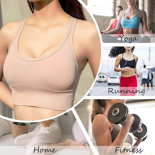 3 Pzs Crop Top Deportivo Correr Ajustable Push Up Mujer