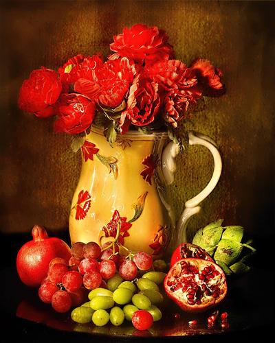 Cuadro 20x30cm Granada Pomegranate Fruta Tropical M10
