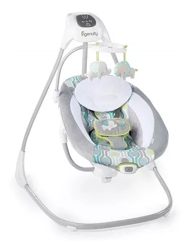 Silla mecedora para bebé Ingenuity Compact Soothing Swing eléctrica  everston gris/agua/verde claro