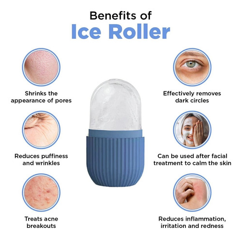 Skin Care Rutina Rodillo Rellenable Ice Roller Silicona Todo Tipo De Piel