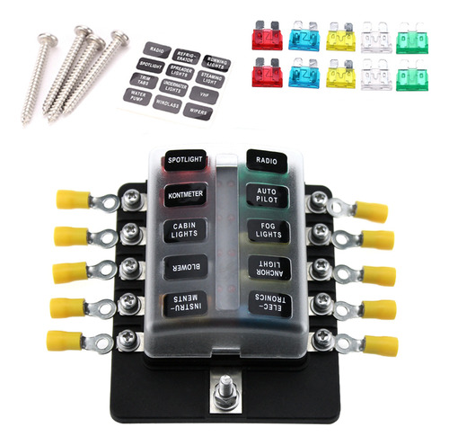 Indicador Fuse Block Way 10, 24 V, 12 V, Camión, 12 V, Para