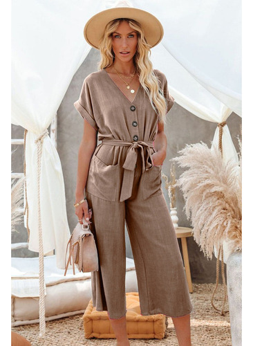 Dama Moda Casual Jumpsuit Con Bolsillo Jumpsuit Mujer