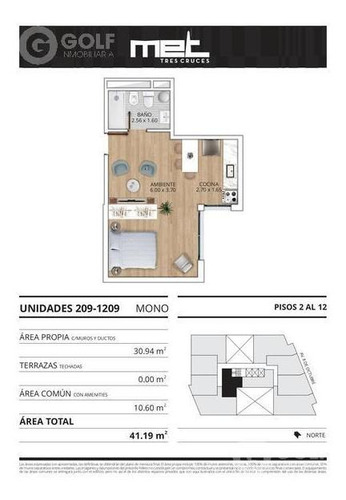 Vendo Monoambiente Contrafrente, Garaje Opcional, En Construcción, Tres Cruces